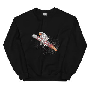 Astronot Desenli Sweatshirt ile Uzaya Yolculuk Yapın - Siyah / S - Baskılı Sweatshirt