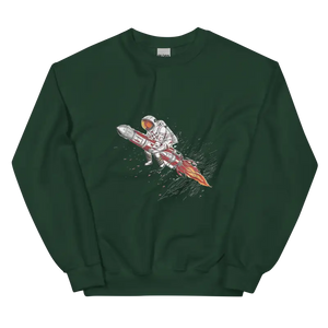 Astronot Desenli Sweatshirt ile Uzaya Yolculuk Yapın - Yeşil / S - Baskılı Sweatshirt