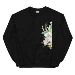 Beyaz Çiçek Desenli Unisex Sweatshirt ile Konfor ve Şıklık - S - Baskılı Sweatshirt