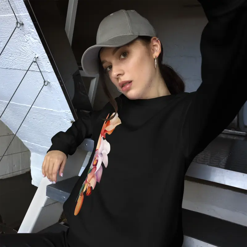 Çiçek Desenli Unisex Sweatshirt ile Tarzınızı Yansıtın