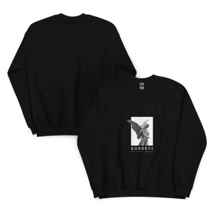 Goddes Baskılı Unisex Sweatshirt ile Grayscale Melek Tasarımı - Baskılı Sweatshirt