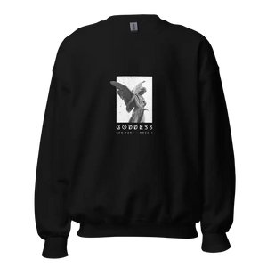 Goddes Baskılı Unisex Sweatshirt ile Grayscale Melek Tasarımı - Baskılı Sweatshirt