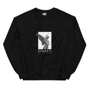 Goddes Baskılı Unisex Sweatshirt ile Grayscale Melek Tasarımı - S - Baskılı Sweatshirt