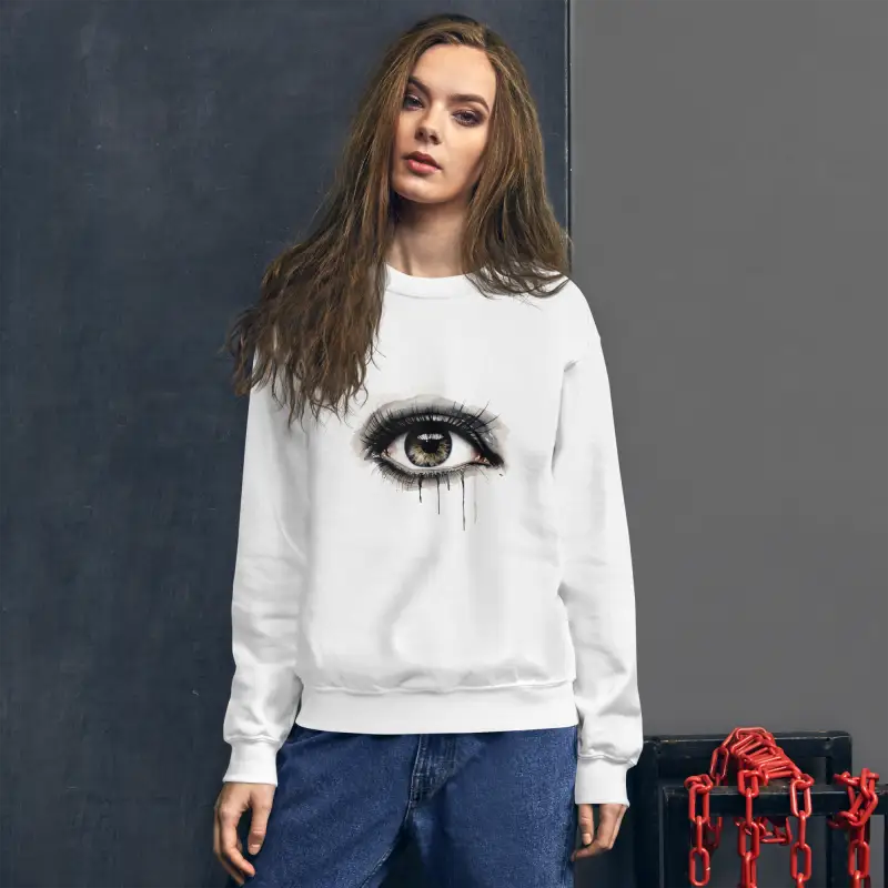 Göz Baskılı Unisex Sweatshirt ile Rahat ve Şık günlük stil