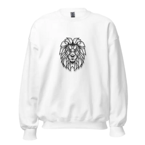 Mandala Aslan Baskılı Unisex Sweatshirt Beyaz Geometrik Tasarım - Baskılı Sweatshirt