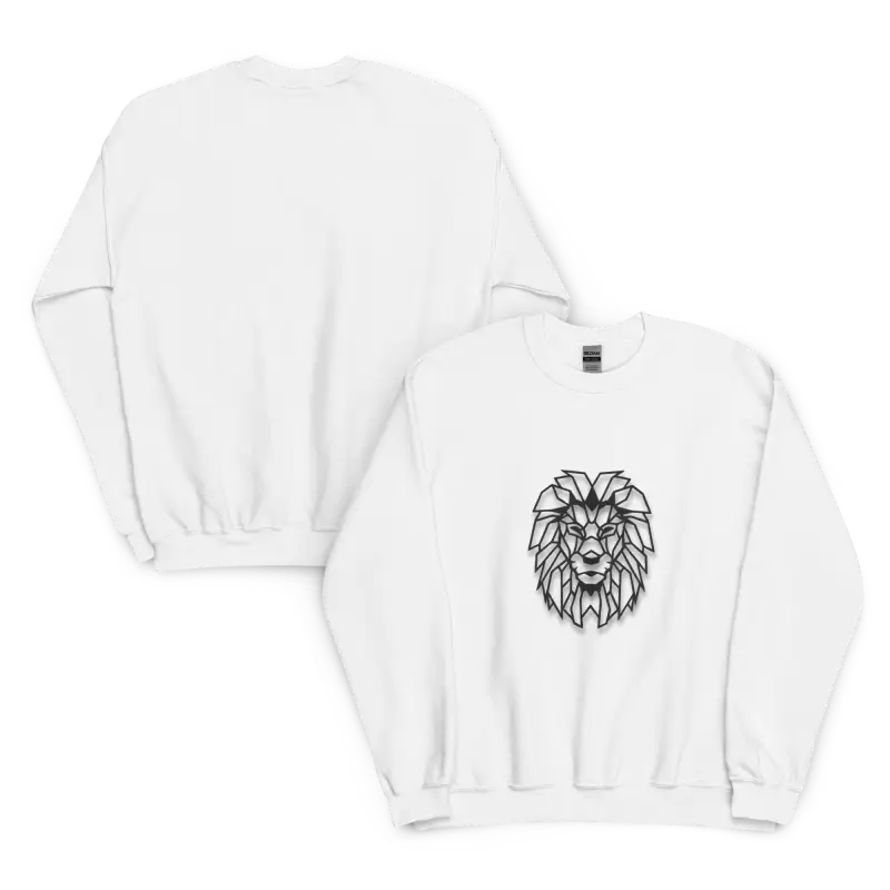 Mandala Aslan Baskılı Unisex Sweatshirt Beyaz Geometrik Tasarım - Baskılı Sweatshirt