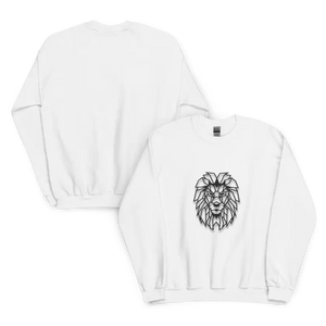 Mandala Aslan Baskılı Unisex Sweatshirt Beyaz Geometrik Tasarım - Baskılı Sweatshirt