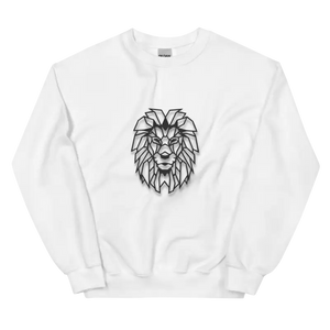 Mandala Aslan Baskılı Unisex Sweatshirt Beyaz Geometrik Tasarım - S - Baskılı Sweatshirt