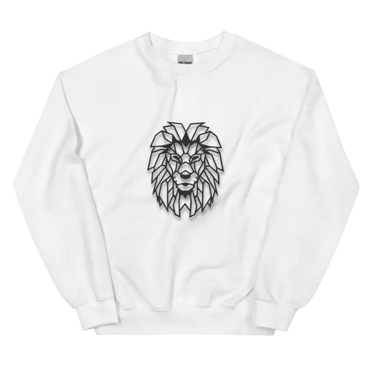 Mandala Aslan Baskılı Unisex Sweatshirt Beyaz Geometrik Tasarım - S - Baskılı Sweatshirt