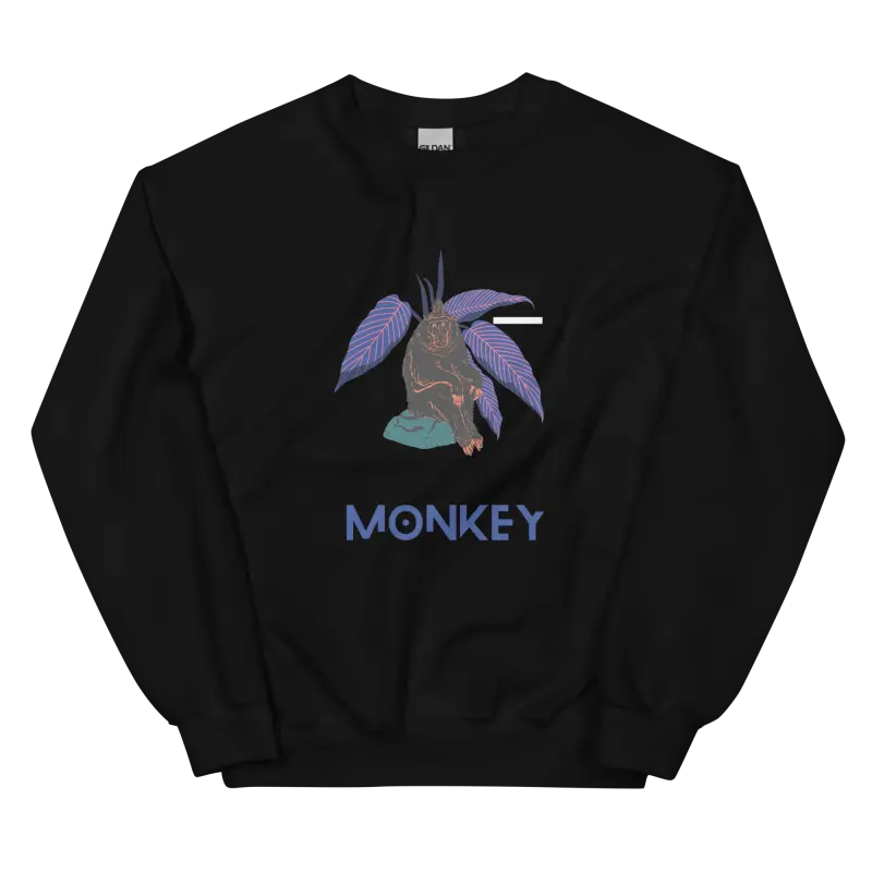 Monkey Baskılı Unisex Sweatshirt ile Rahat Şıklığı Yakalayın - Black / S - Baskılı Sweatshirt